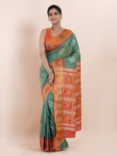 KAVVYA GREEN IKAT WEAVING SILK SAREE